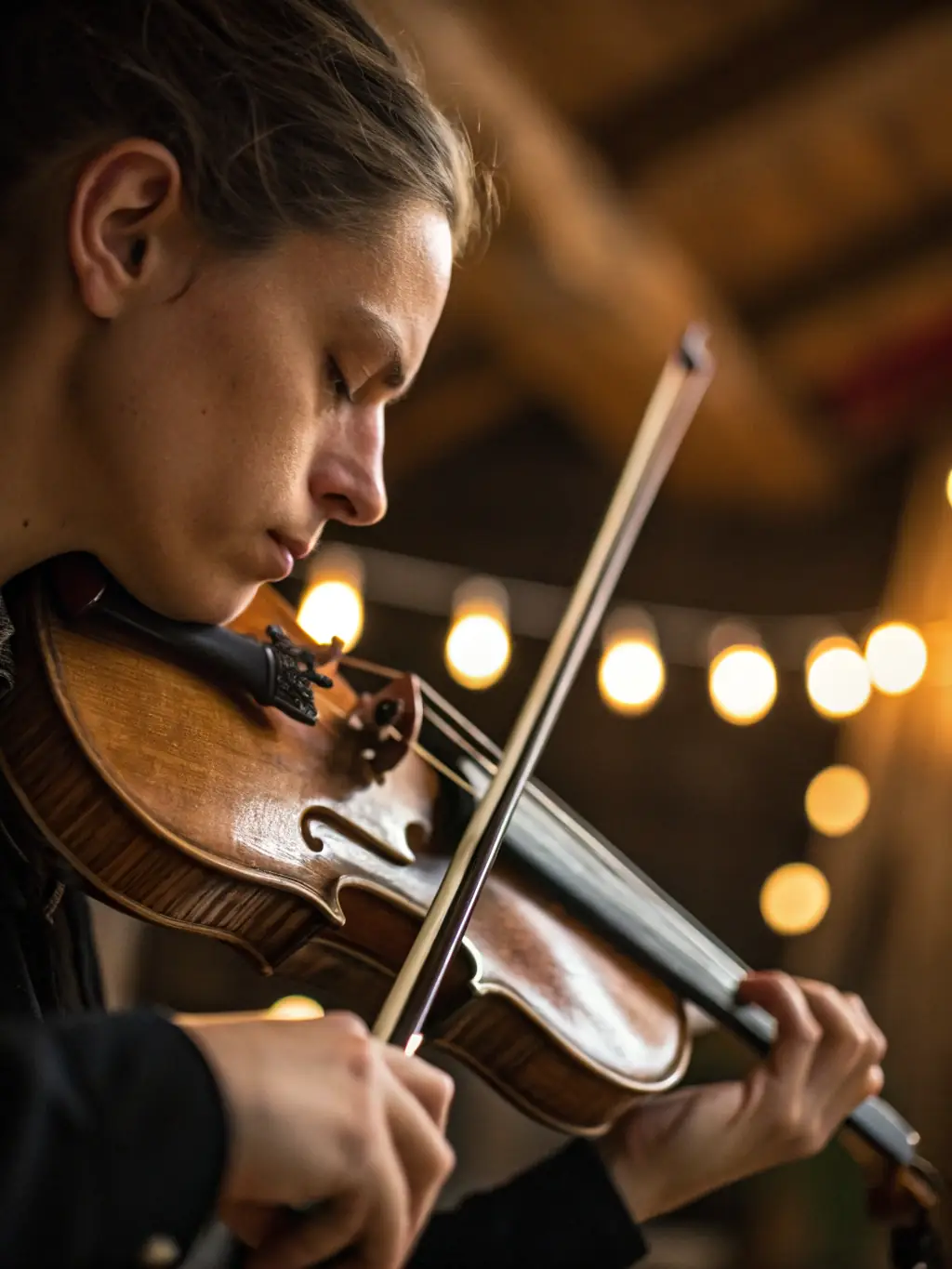 An image of musicians rehearsing for a chamber music concert, focusing on the intensity and collaboration between the performers.
